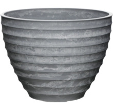 Ghiveci de flori gri cu caneluri orizontale