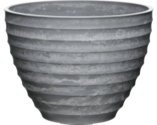 Ghiveci de flori gri cu caneluri orizontale