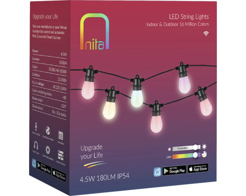 Ghirlandă luminoasă cu LED Nita pentru interior și exterior, 16 milioane de culori