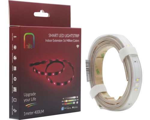 Bandă luminoasă LED inteligentă Nita, extensie de interior cu 16 milioane de culori și lungime de 1 metru