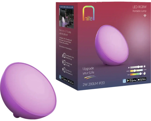 Lampă portabilă Nita LED RGBW și ambalaj