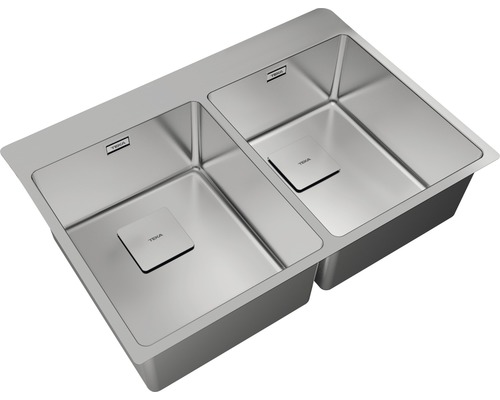 Chiuvetă cu două cuve din oțel inoxidabil