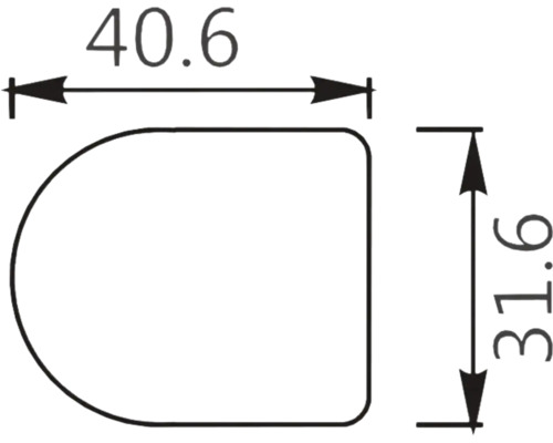 Desen tehnic cu dimensiuni: 40,6 și 31,6