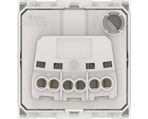 Partea din spate a unui comutator cu simbol de împământare și borne de conectare