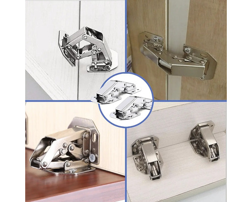 Vizualizări multiple ale balamalelor pentru mobilier pentru montare pe uși de dulap