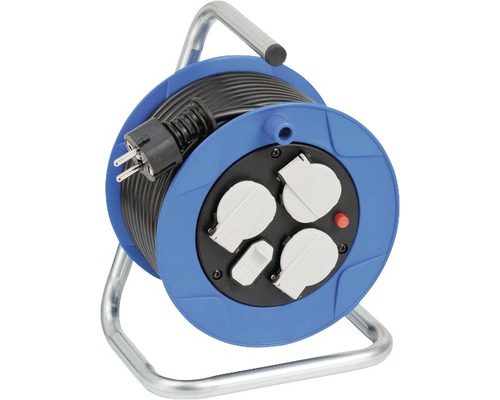 Prelungitor electric pe tambur de plastic Brennenstuhl 3 prize + 2x USB 15m cablu PVC 3x1,5 mm²-0