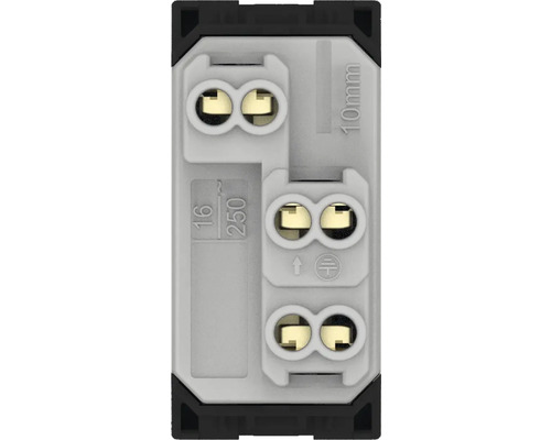 Vedere din spate a unei inserții de priză cu 16 amperi și 250 volți