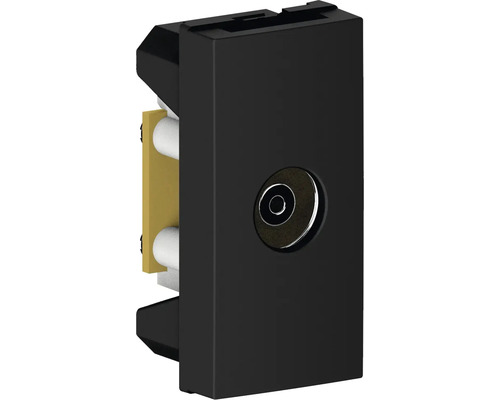 Priză TV simplă Himel, conector mamă 1 modul, negru