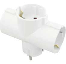 Adaptor priză cu contact de protecție alb cu trei sloturi
