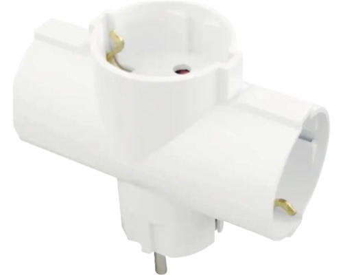 Adaptor priză cu contact de protecție alb cu trei sloturi