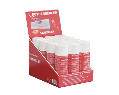 Spray de curățare Rothenberger Sanifresh pentru aparate de aer condiționat în cutie de prezentare