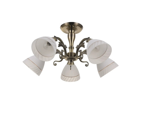 Lumină de plafon cu cinci abajururi din sticlă