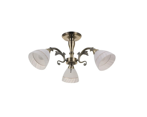 Lustr de tavan cu trei brațe și abajururi din sticlă