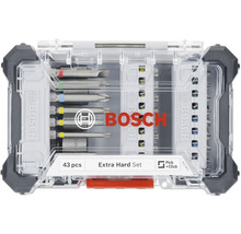 Set de biți Bosch Extra Hard, 43 de piese, în cutie transparentă