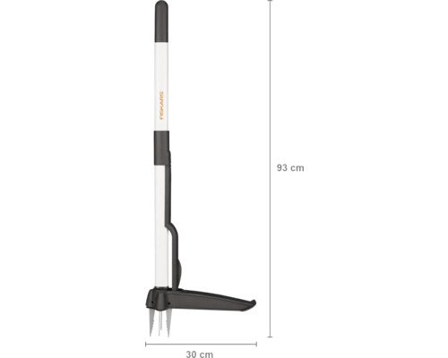Dispozitiv pentru scos buruieni Fiskars, cu o lungime de 93 cm și o lățime de 30 cm, pentru îngrijirea grădinii