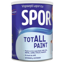Găleată de vopsea cu inscripția Spor Total All Paint pentru interior și exterior
