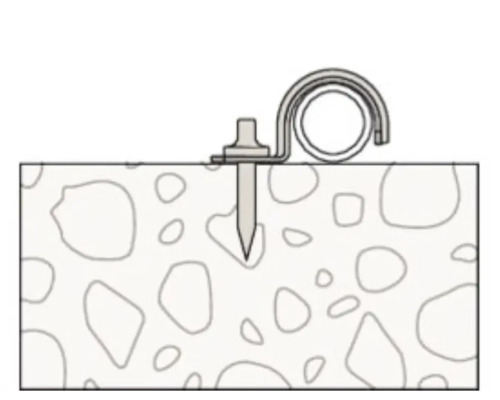 Clema cu cui pentru fixarea cablurilor sau țevilor