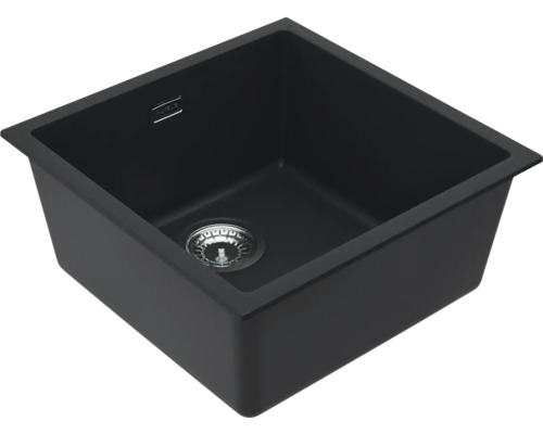 Chiuvetă bucătărie granital 1 cuvă ALVEUS Omni 20 45x45 cm fără picurător negru Chiuvetă din material compozit cu armătură de scurgere