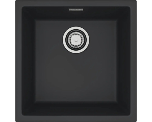 Chiuvetă bucătărie granital 1 cuvă ALVEUS Omni 20 45x45 cm fără picurător negru mat Chiuvetă de piatră cu scurgere rotundă