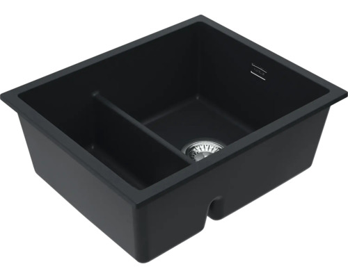 Chiuvetă bucătărie granital 1 cuvă ALVEUS Omni 50 45x55 cm fără picurător negru Chiuvetă de bucătărie neagră din plastic, cu zonă de scurgere și coș de sită