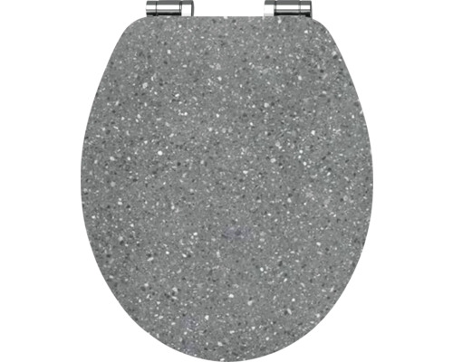 Capac WC cu închidere lentă form&style Agrigan Terazzo MDF gri 46,7x37,8 cm Capac de toaletă din rășină sintetică cu garnituri metalice
