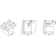 Desen tehnic al unei chiuvete cu dimensiuni