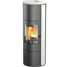 Șemineu cu fereastră de vizionare și lemne care ard