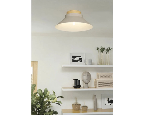 Lumină de plafon în cameră cu rafturi și decorațiuni