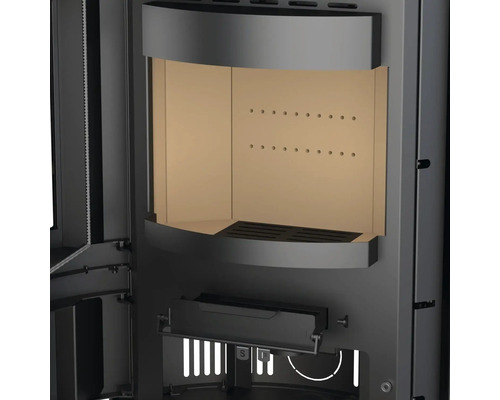 Imagine detaliată cu un șemineu cu focar deschis