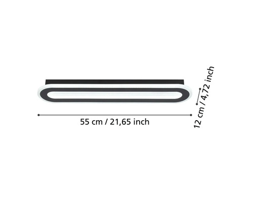 Dimensiunile unei plafoniere LED: 55 cm lungime și 12 cm lățime