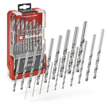 Logo Einhell. Set burghie metal HSS-G în cutie de plastic.