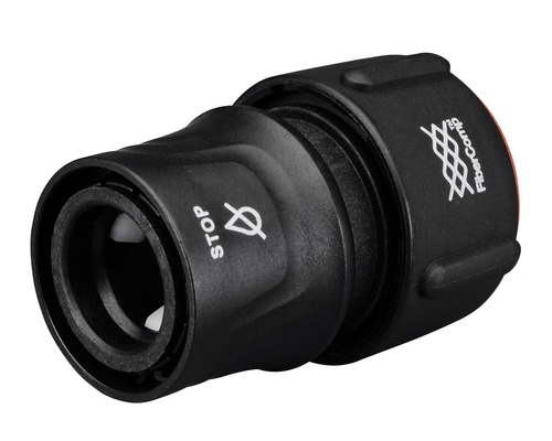 Conector furtun Fibercomp cu funcție de oprire pentru furtunuri de grădină