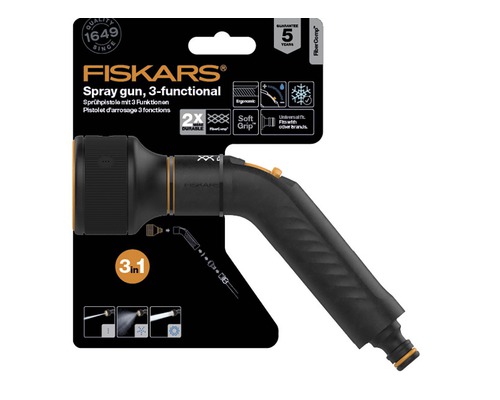 Pistol de pulverizare Fiskars, 3 funcții