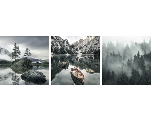 Set 3 tablouri canvas The Wall Mountain Lake, 3x 50x50 cm | HORNBACH
