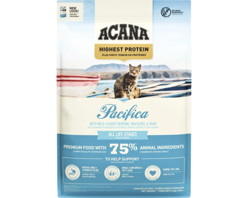 Hrană uscată pentru pisici ACANA Pacifica cu hering, macrou, merluciu și păstrăv fără cereale 4,5 kg