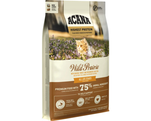 Acana Wild Prairie hrană pentru pisici cu pui, curcan și pește de apă dulce pentru toate etapele de viață