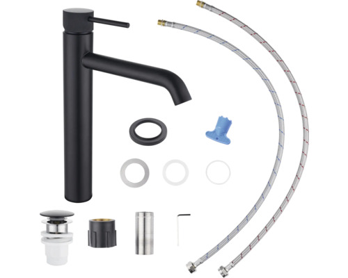 Baterie lavoar neagră cu accesorii