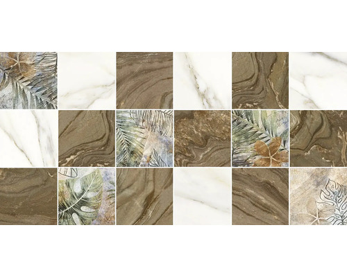 Model de gresie cu motive de marmură și plante