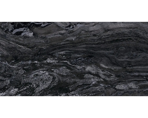 Placă de granit închisă la culoare cu modele ondulate