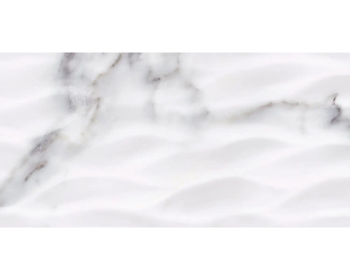 Faianță albă cu structură de marmură și model ondulat