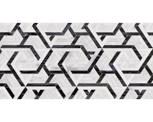 Faianță decorativă rectificată Altissimo Geo alb 30x60 cm Model de plăci de marmură cu triunghiuri și forme geometrice