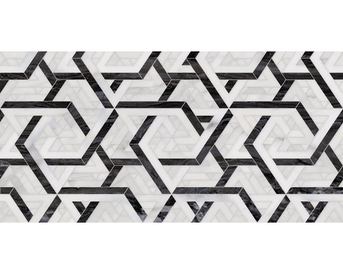 Model de gresie cu forme geometrice în alb și negru