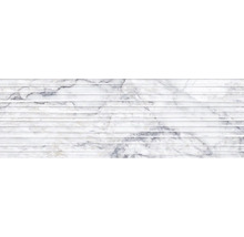Placă decorativă de perete cu structură canelată orizontală și aspect de marmură