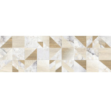 Placă decorativă cu design din lemn, marmură și linii