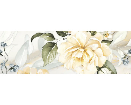 Pictură cu model floral, cu trandafiri și frunze