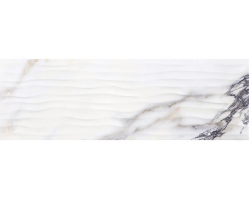 Faianță albă cu structură de marmură și model ondulat