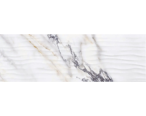 Faianță de perete albă cu structură de marmură și suprafață ondulată