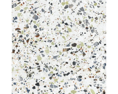 Prim-plan cu o placă de terrazzo cu diverse incluziuni de piatră