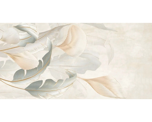 Faianță decorativă rectificată Cemento Floral 60x120 cm Tapet decorativ cu frunze stilizate pentru interioare