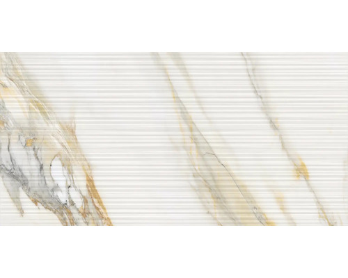 Faianță decorativă cu structură orizontală liniară și aspect marmorat
